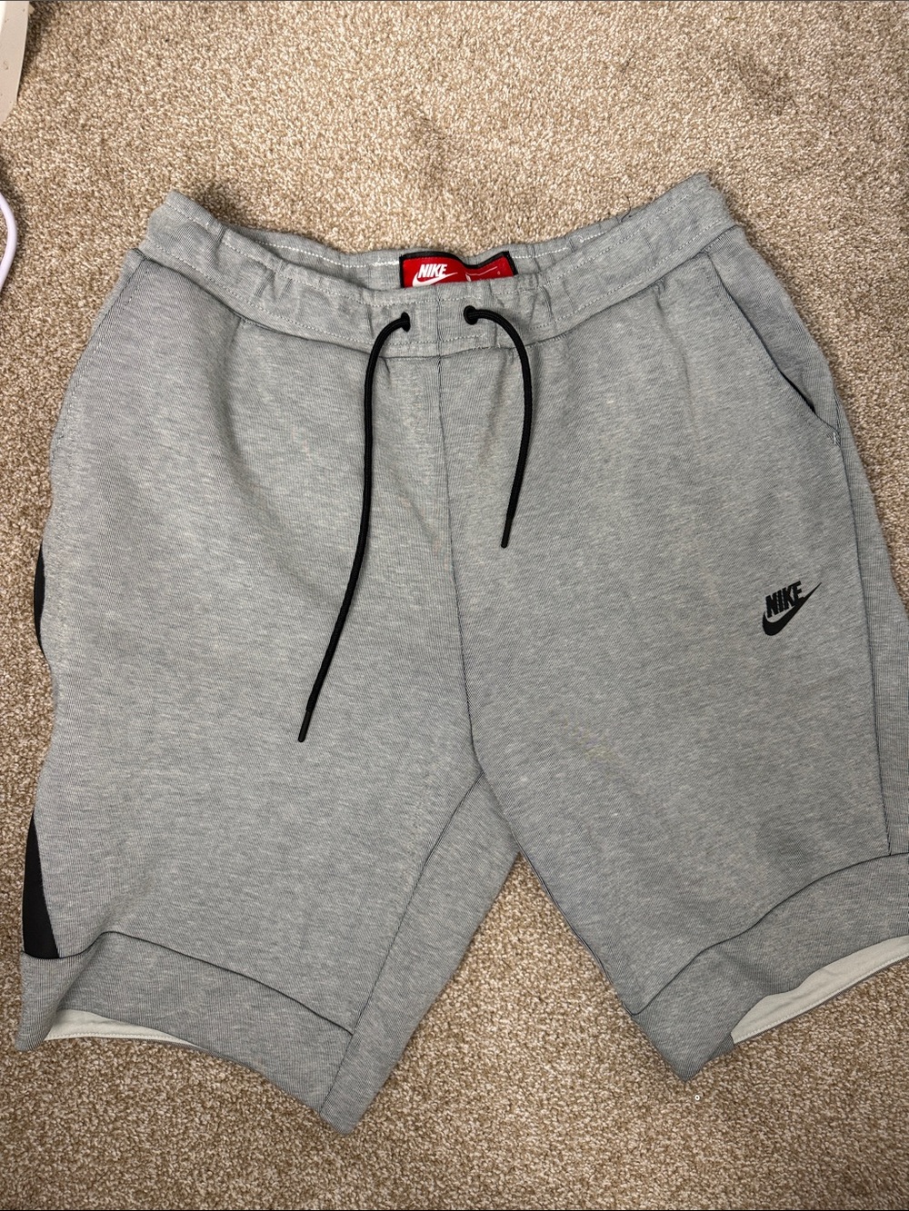 Nike Grey Athletic Drawstring Shorts with Black Accents